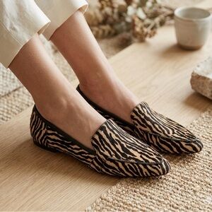 Corso Como Women's Zebra-Print Pointed Loafers - Black & Tan